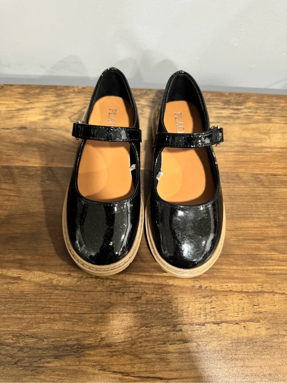 The Children's Place Black Patent Mary Jane Shoes with Tan Sole